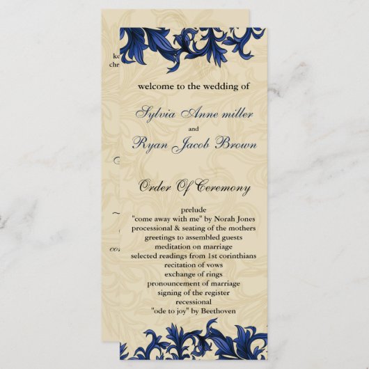 ネイビーアイボリーヴィンテージフローリ結婚ッシュ プログラム (正面/裏面)