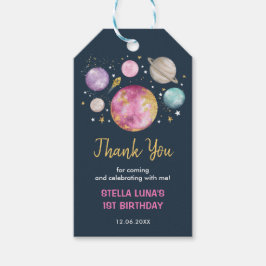 ネイビーアウター銀河系ガールファーストトリップのまわりにサン ギフトタグ