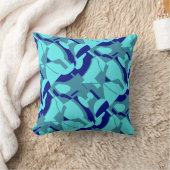 ネイビーアクア石板地中海の対角抽象芸術 クッション (ブランケット)