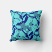 ネイビーアクア石板地中海の対角抽象芸術 クッション (裏面)