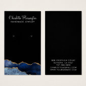 ネイビーアゲート金ゴールドグリッターイヤリングディスプレイカード (正面&裏面)