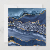 ネイビーアゲート金ゴールドグリッターグラム50誕生日 招待状 (裏面)