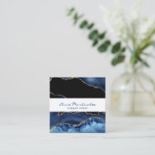 ネイビーアゲート金ゴールドグリッタースクエアビジネスカード スクエア名刺 (スタンド正面)