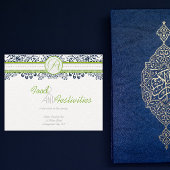 ネイビーアップルグリーングレーラブバード披露宴カード エンクロージャーカード