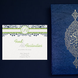 ネイビーアップルグリーングレーラブバード披露宴カード エンクロージャーカード