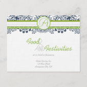 ネイビーアップルグリーングレーラブバード披露宴カード エンクロージャーカード (裏面)