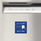 ネイビーアラスカ結婚式の日付マップを保存 マグネット (インサイチュ (食洗機))