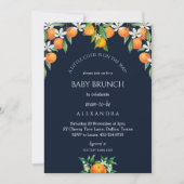 ネイビーアリットかわいこちゃんオレンジシトラスベビーブランチ 招待状 (正面)