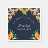 ネイビーアリトルかわいこちゃんオレンジ柑橘系ベビーブランチ スタンダードカクテルナプキン (正面)