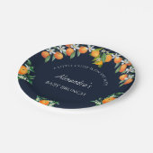 ネイビーアリトルかわいこちゃんオレンジ柑橘系ベビーブランチ ペーパープレート (アングル)