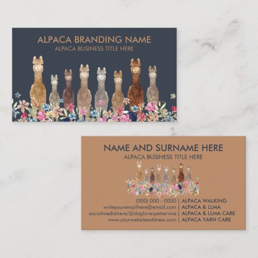 ネイビーアルパカ 名刺 (正面/裏面)