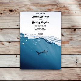 ネイビーアンダーウォーターシャーク航海のビーチブライダルシャワー 招待状