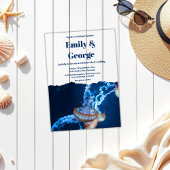 ネイビーアンダーザシークラゲビーチ沿岸結婚部 アクリル招待状