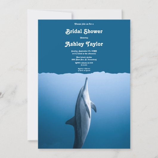 ネイビーアンダーザシードルフィンコーストブライダルシャワー 招待状 (正面)