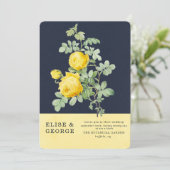 ネイビーアンドイエローローズロマンチック春の結婚式 招待状 (スタンド正面)