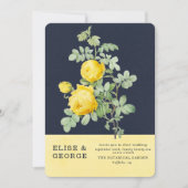 ネイビーアンドイエローローズロマンチック春の結婚式 招待状 (正面)