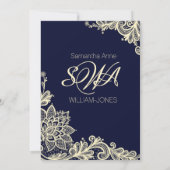 ネイビーアンドクリームレースブライダルシャワー 招待状 (裏面)