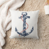 ネイビーアンドコーラルいかりビーチ結婚式 クッション (ブランケット)