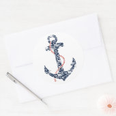 ネイビーアンドコーラルいかりビーチ結婚式 ラウンドシール (封筒)