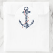 ネイビーアンドコーラルいかりビーチ結婚式 ラウンドシール (バッグ)