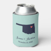 ネイビーアンドコーラルオクラホマ結婚式の引き出物 缶クーラー (缶正面)