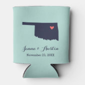 ネイビーアンドコーラルオクラホマ結婚式の引き出物 缶クーラー (正面)