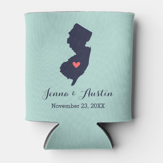 ネイビーアンドコーラルニュージャージー結婚式の引き出物 缶クーラー (正面)