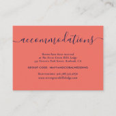 ネイビーアンドコーラル結婚ズホテルアコモデーションカード エンクロージャーカード (正面)