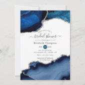 ネイビーアンドシルバーアゲートブライダルシャワー 招待状 (正面)