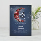 ネイビーアンドブルゴーニュフローラムーンブライダルシャワー 招待状 (スタンド正面)