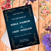 ネイビーアンドホワイトエレガントウェディング招待状ポートレート 招待状