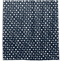 ネイビーアンドホワイトケージデザイン シャワーカーテン