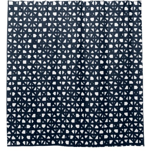 ネイビーアンドホワイトケージデザイン シャワーカーテン (正面)