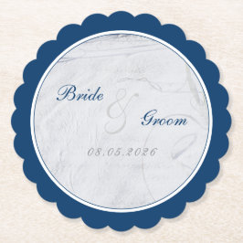 ネイビーアンドホワイトサンディビーチ結婚式 ペーパーコースター