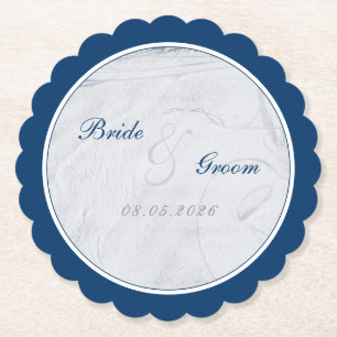 ネイビーアンドホワイトサンディビーチ結婚式 ペーパーコースター