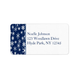 ネイビーアンドホワイトスノーフレーク住所 シール