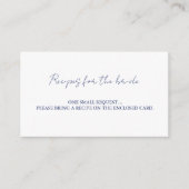 ネイビーアンドホワイトブライダルシャワーレシピ エンクロージャーカード (正面)