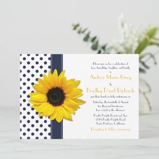 ネイビーアンドホワイト水玉模様結婚式招待状 招待状 (スタンド正面)