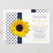 ネイビーアンドホワイト水玉模様結婚式招待状 招待状 (正面/裏面)