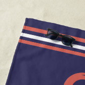 ネイビーアンドラスティオレンジいかり名前をカスタムする ビーチタオル (インサイチュ)