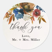 ネイビーアンドラストボホフローラ結婚式の引き出物 ラウンドシール (正面)