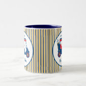 ネイビーアンドレッドゴル最高のフパパパーソナライズされた ツートーンマグカップ (中央)