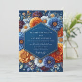 ネイビーアンバーオータムウェディング 招待状 (スタンド正面)