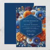 ネイビーアンバーオータムウェディング 招待状 (正面/裏面)