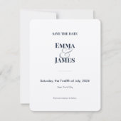 ネイビーアンパサンドの結婚式日程お知らせカード セーブザデート (正面)