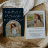 ネイビーアーチハイブリッドフォントモダン卒業 招待状