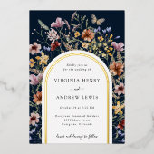 ネイビーアーチ結婚式招待状フォイル招待状 箔招待状 (正面)