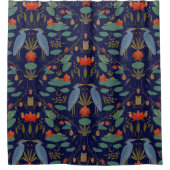 ネイビーアーツ&クラフツ伝統ヘロンポンレトロ シャワーカーテン (正面)