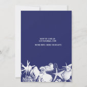 ネイビーアートシーシェルズストリングライトビーチ結婚式 招待状 (裏面)
