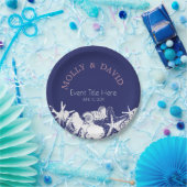 ネイビーアートビーチシーシェルパーソナライズされたズパーティー ペーパープレート (パーティー)